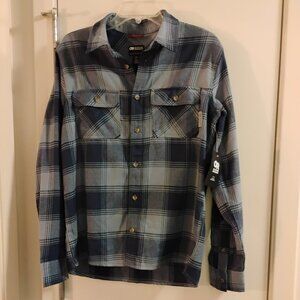 NWT - Outdoor Research Feedback Flannel Shirt Mens Small Blue Plaid Long Sleeve